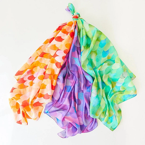 Sarah's Silks Speelzijde medium Dino rood