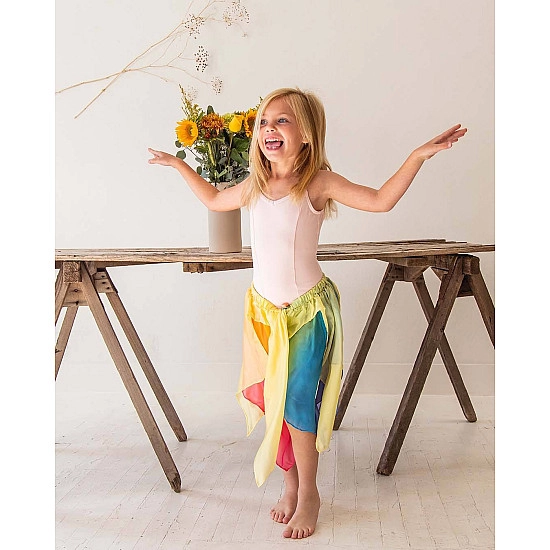 Sarah's Silks Speelzijde Sprookjes rok geel/regenboog