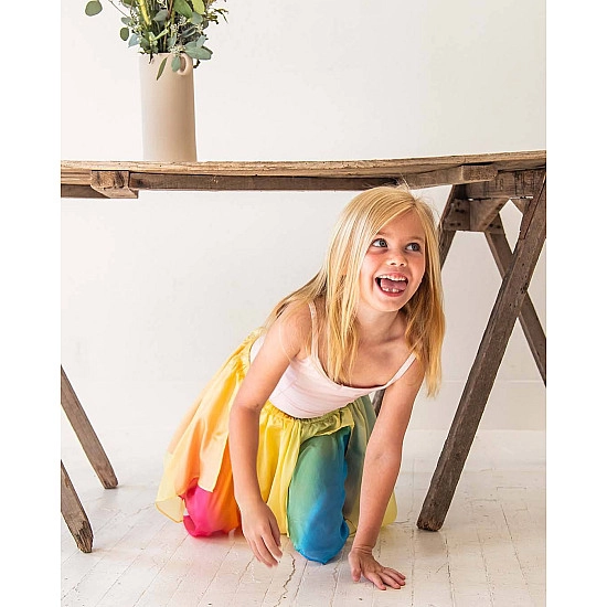 Sarah's Silks Speelzijde Sprookjes rok geel/regenboog