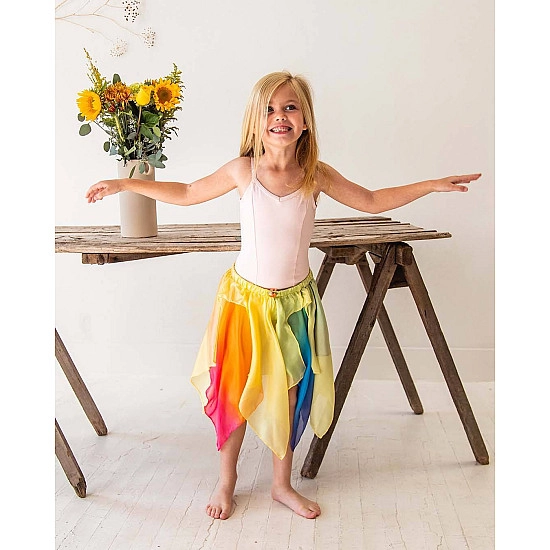 Sarah's Silks Speelzijde Sprookjes rok geel/regenboog