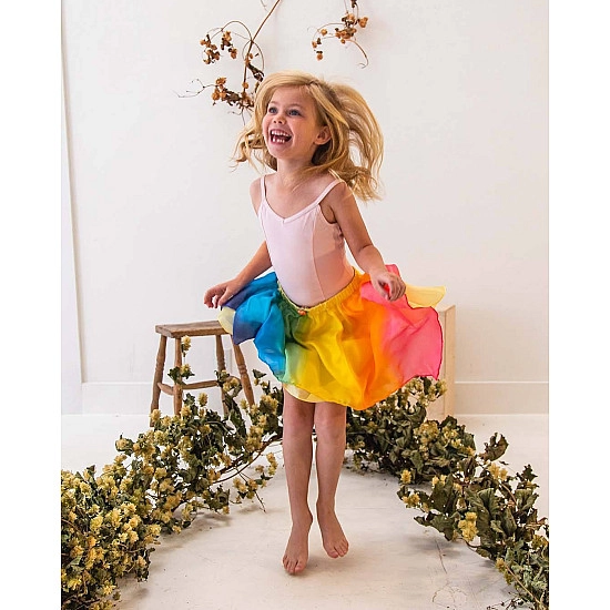 Sarah's Silks Speelzijde Sprookjes rok geel/regenboog