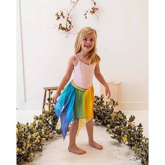 Sarah's Silks Speelzijde Sprookjes rok geel/regenboog