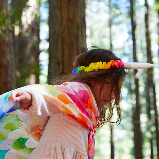 Sarah's Silks Speelzijde Eenhoorn haarband regenboog