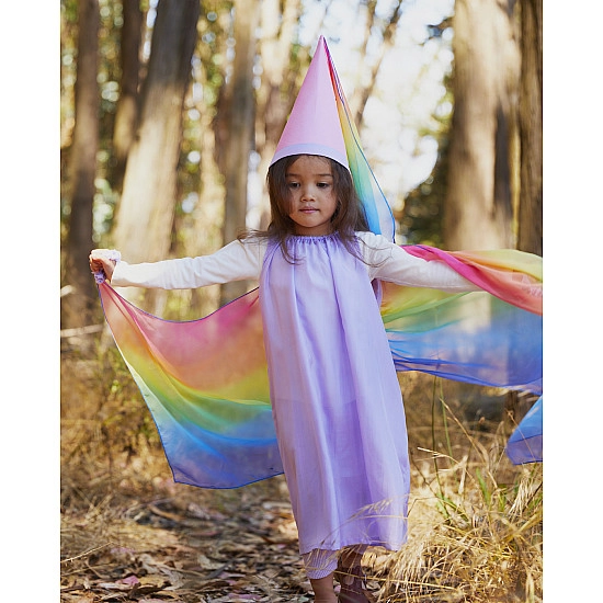 Sarah's Silks Speelzijde Sprookjesjurk lavendel/regenboog