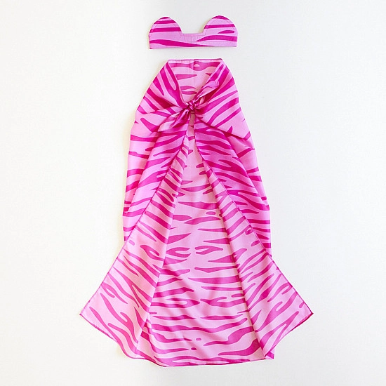Sarah's Silks Speelzijde medium Roze Tijger