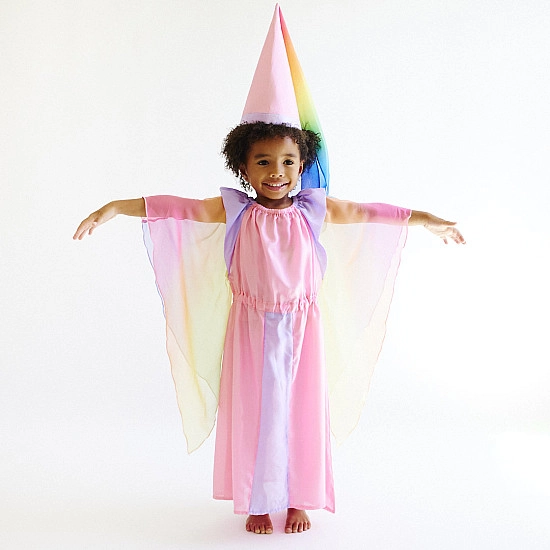Sarah's Silks Speelzijde Sprookjesjurk roze/regenboog