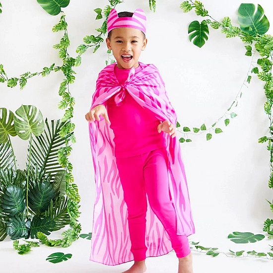Sarah's Silks Speelzijde medium Roze Tijger