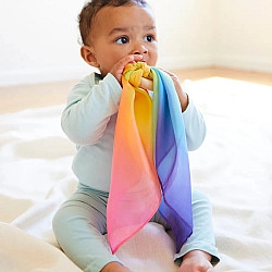 Speelzijde en houten bijtring regenboog