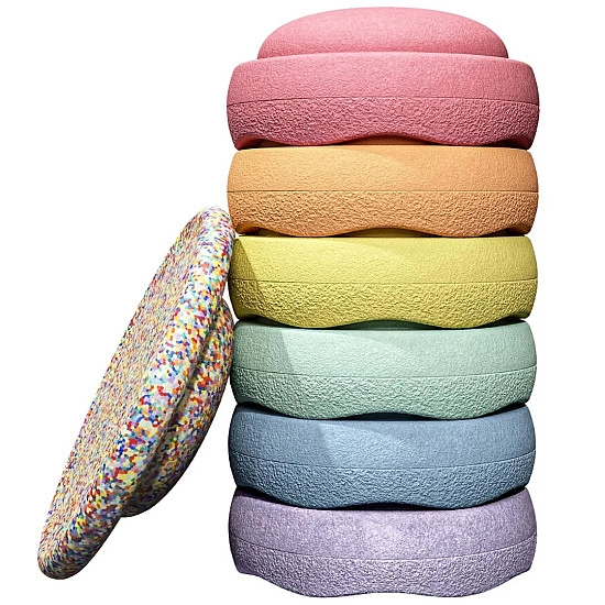 Stapelstein Original Regenboog Set + Balance Board Super Confetti - Pastel