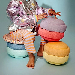 Stapelstein® Original Regenboog Set + Balance Board Super Confetti - Pastel