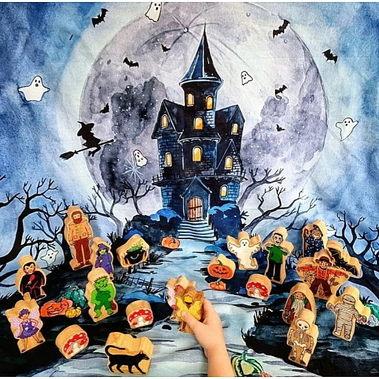 The Wonderie Speeldoek: Halloween Landhuis - groot 